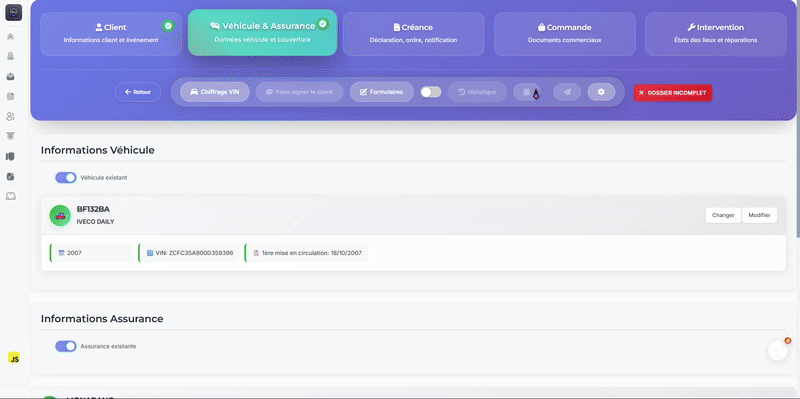 Démonstration logiciel bris de glace - Génération de la facture automatique - Interface Onify Glass